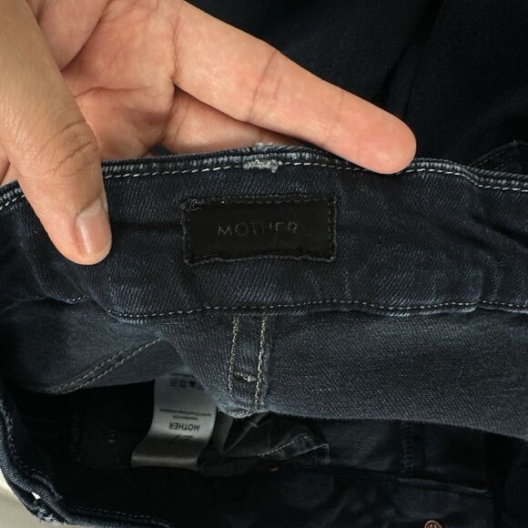 Mother Denim High Waisted Looker Ankle Fray in Last Call Dark Blue Womens 27 - Picture 10 of 14